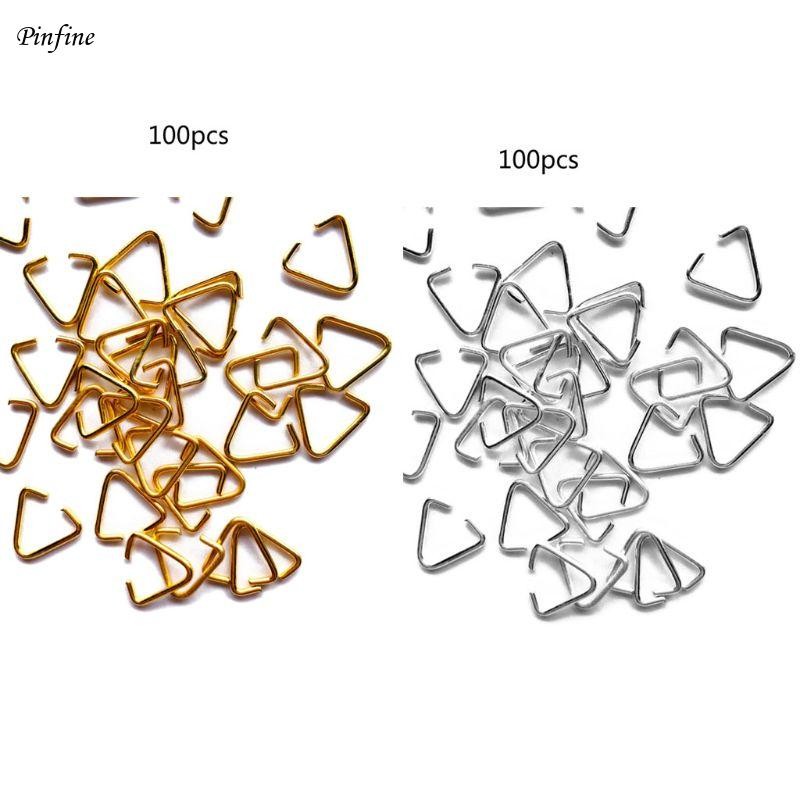 100Pcs Triangular Open Jump Rings Iron Pinch Clip Bail Hang Drops Jewelry Find