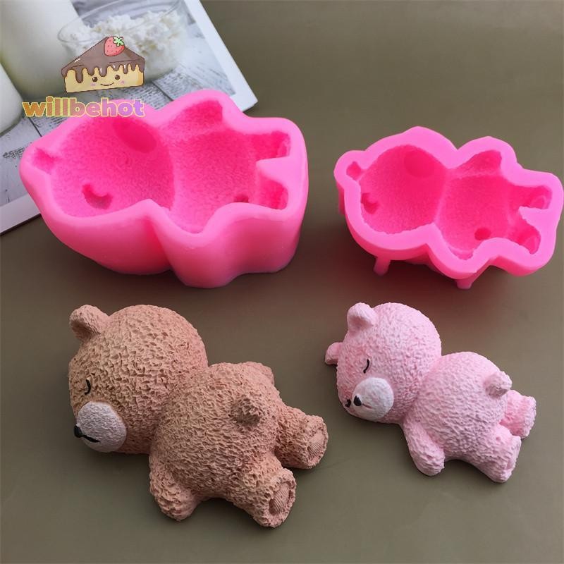 [Willbehot-t] 1 ชิ้น Cupcake Topper เค้กตกแต่ง Moulds น่ารัก 3D Sleeping Bear Mousse เค้กไอศกรีมแม่พิมพ์ซิลิโคน DIY อุปกรณ์เบเกอรี่ [ใหม่]