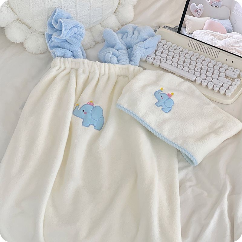 ใหม่สไตล์สลิงเสื้อคลุมอาบน้ําสวมใส่ผู้ใหญ่ผ้าขนหนูอาบน้ําดูดซับน้ําแห้งเร็วน่ารักเด็กช้างการ์ตูนอาบน้ําอาบน้ํากระโปรงนักเรียนหญิงใช้ - รูปที่ 6