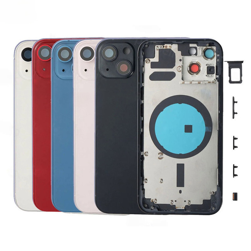 สําหรับแบตเตอรี่ฝาหลังกระจก + กรอบกลาง + ถาดซิม + อะไหล่กุญแจด้านข้างสําหรับ ไอโฟน 13 มือโปร 13 มินิ