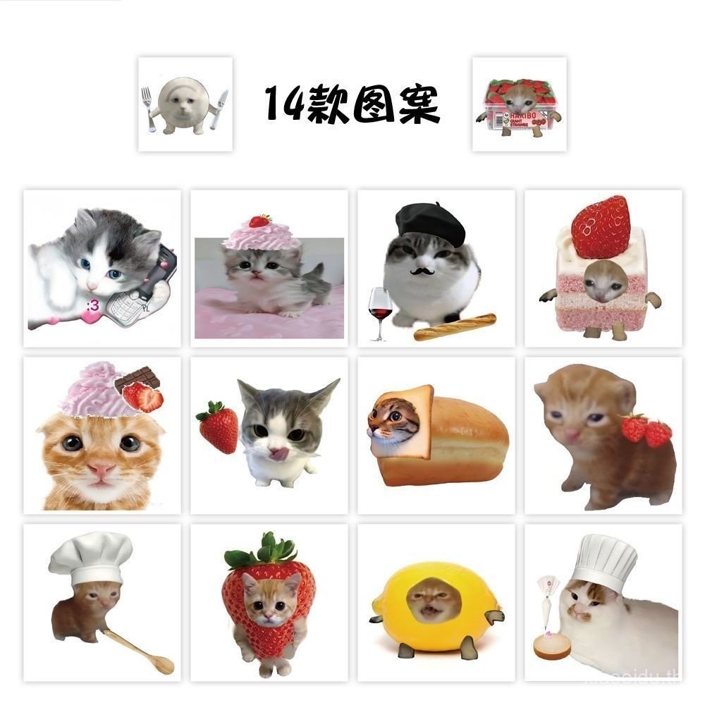 New Strange Cat meme Roll Stickers Fun Cat meme Peripheral Decorative Handbook Fun Sealing Stickers