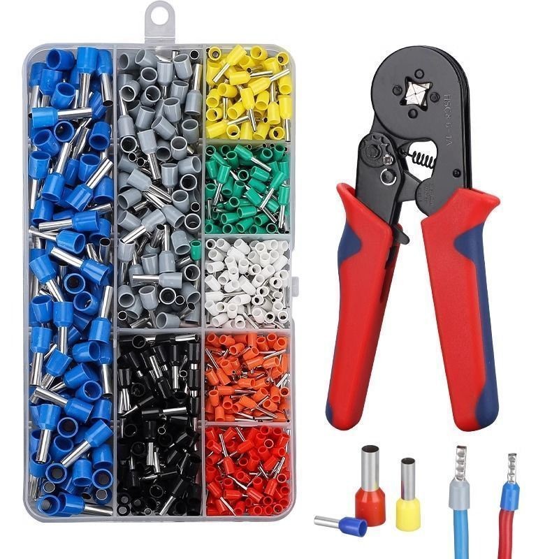 Cold Press Terminal Set Crimping คีมกล่องเก็บลวดทองแดงจมูก VE Tube Terminal กล่องเครื่องมือช่างไฟฟ้า
