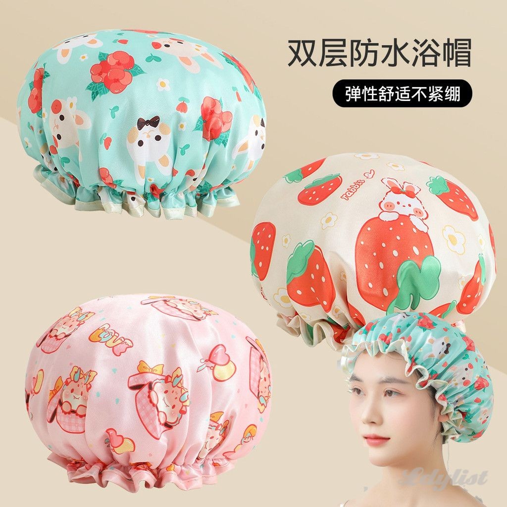 หมวกอาบน้ำกันน้ำสำหรับเด็กผู้หญิง หมวกคลุมผมสำหรับอาบน้ำแบบใช้ซ้ำได้ ผ้าคลุมผมสำหรับใช้ในครัว ป้องกันน้ำมัน หมวกบำรุงผมแห้ง