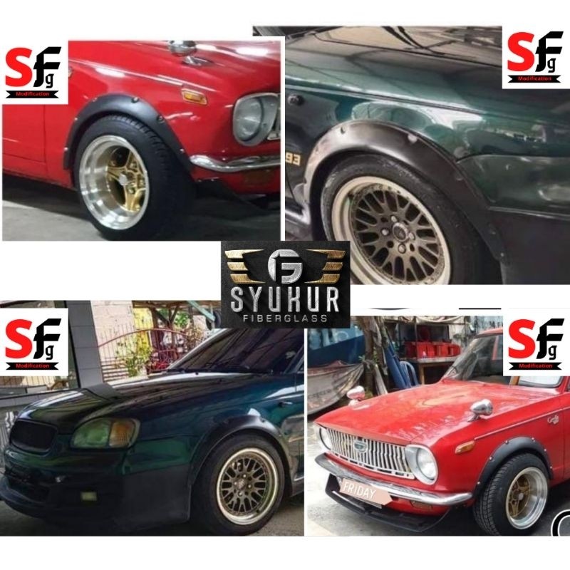 DCM ดัดแปลง Over Fender Sedan Universal 4 ชิ้น 2 ด้านหน้า 2 ด้านหลัง