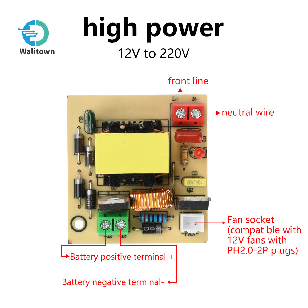 DC12-16.8V ถึง 220V Boost โมดูลอินเวอร์เตอร์ High-Power 100W Boost โมดูลกลางแจ้ง Universal แผงโซลาร์เซลล์อินเวอร์เตอร์