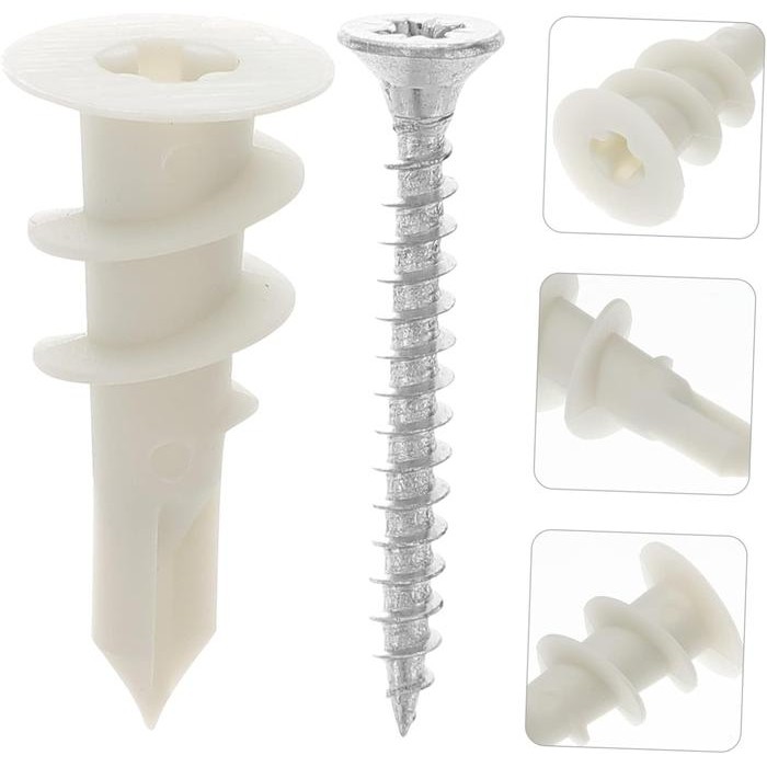 [แพ็ค] Fisher Nylon Anchor Screw Dowel Plug Self Punching Drywall Anchor Screw Bolt YU010