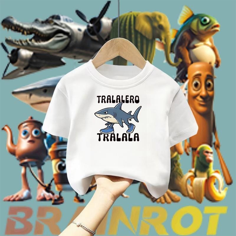 เสื้อยืดพิมพ์ลายปลาค็อดสำหรับเด็ก ดีไซน์ทันสมัย