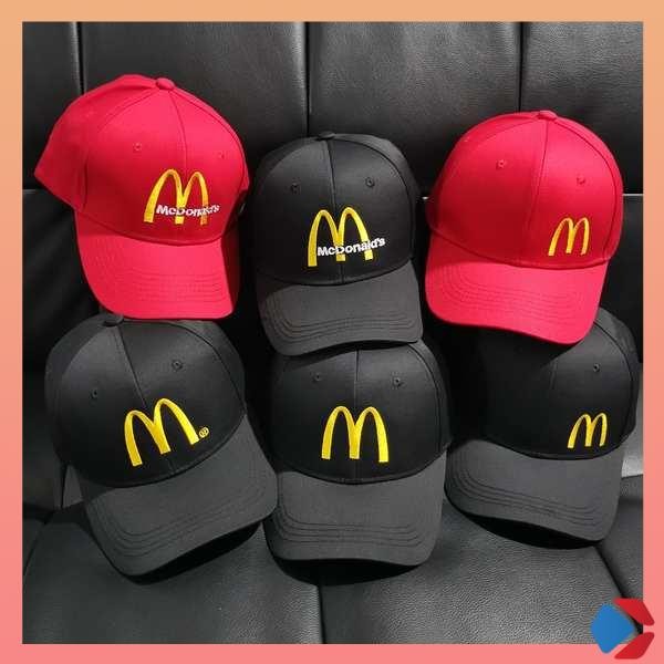 หมวกแก็ป หมวกกันแดด M McDonald's ปักหมวกเบสบอลจัดเลี้ยง Peaked Cap Advertising Cap McDonald's Waiter Work Cap