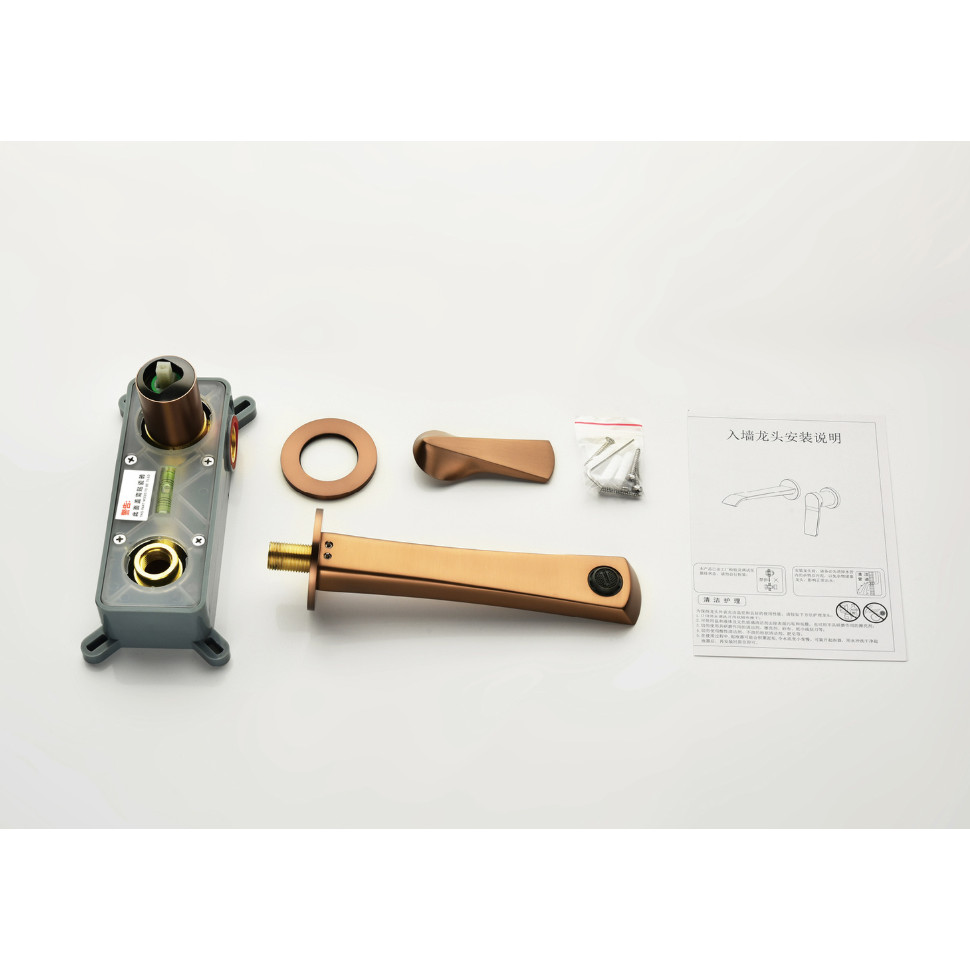 ก๊อกผสมอ่างล้างหน้าแบบฝังติดผนัง | ก๊อกน้ําในห้องน้ําสีโรสโกลด์ด้านที่ทันสมัย - รูปที่ 4