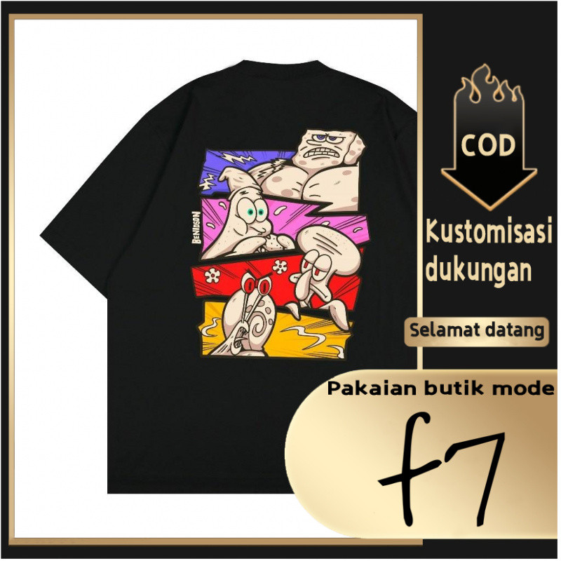 F7 เสื้อยืดสไตล์เกาหลีเสื้อผ้าขนาดใหญ่ผู้ชายสีขาว Distro เสื้อยืดแขนสั้นผู้ชายผู้หญิง Combed 24s C05