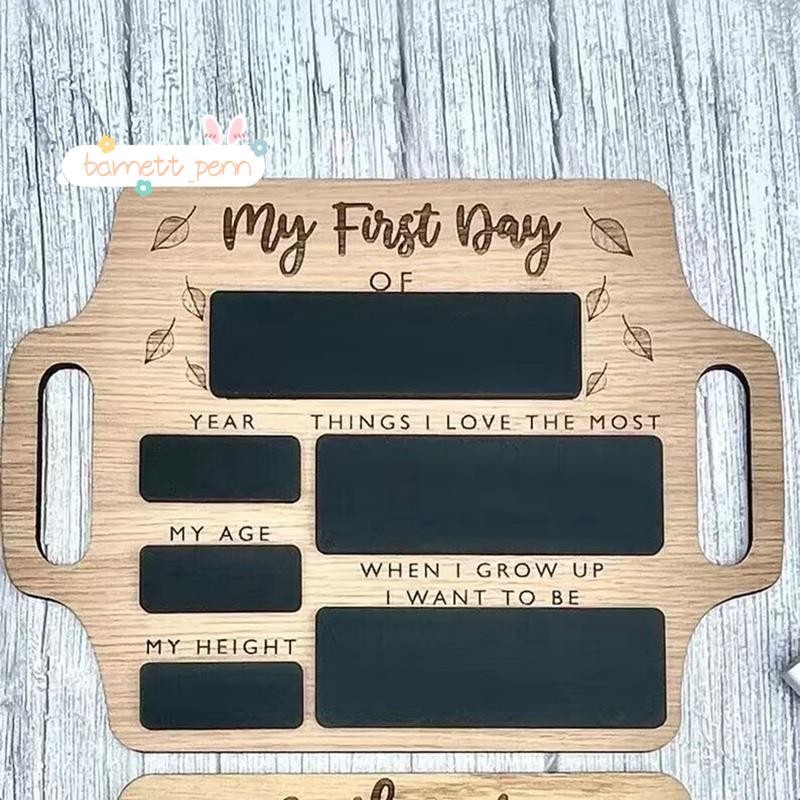 ป้ายวันแรกของโรงเรียน-กระดานภาพหน่วยความจําแบบใช้ซ้ําได้พร้อมที่จับกลับไปโรงเรียนเริ่มต้นสถานรับเลี้