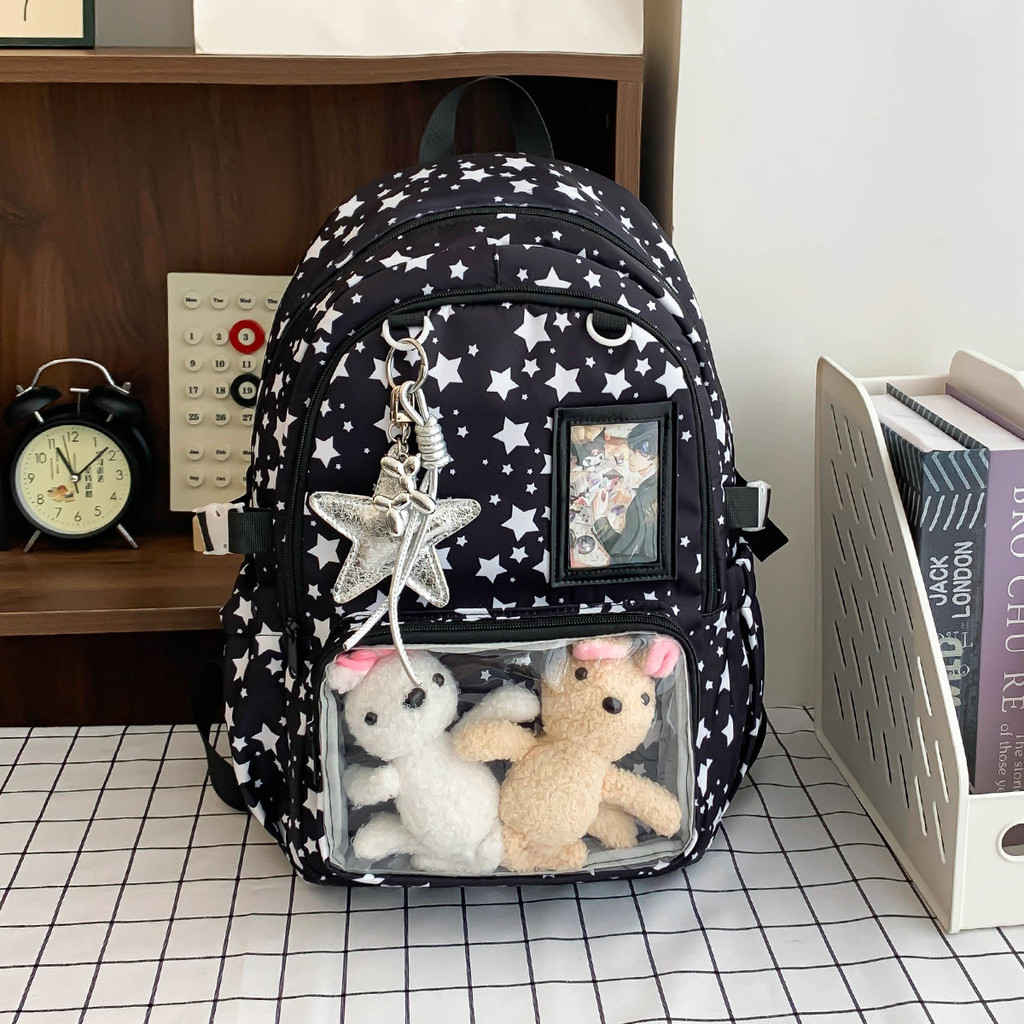 อิน สไตล์ อิตะ กระเป๋าเป้สะพายหลังตุ๊กตากระเป๋าป้ายแสดงกระเป๋าเป้สะพายหลังโปร่งใสความจุขนาดใหญ่กระเป๋านักเรียนนักเรียนเดินทางกระเป๋าเป