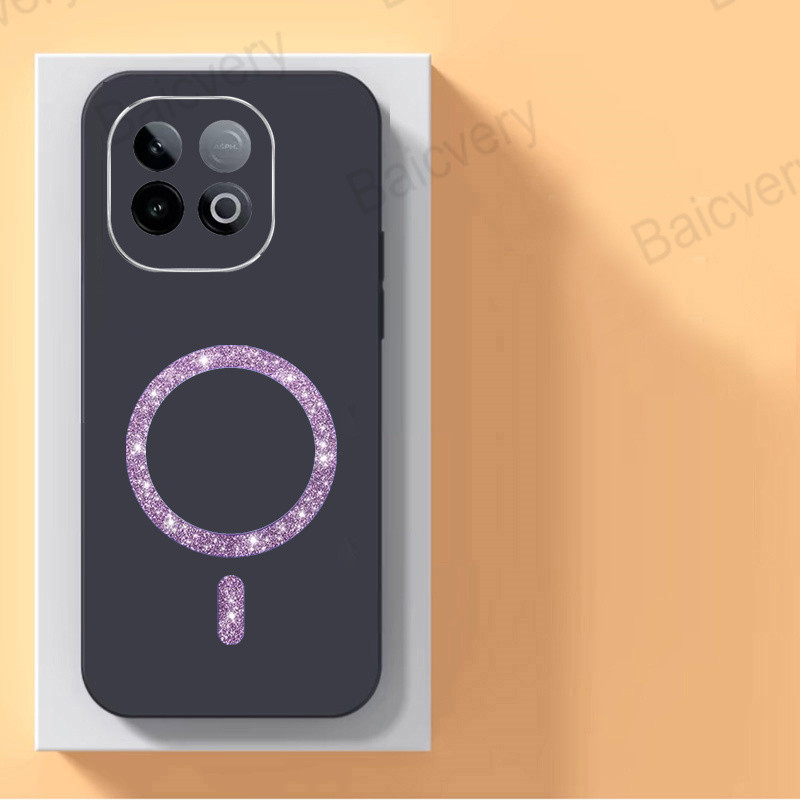 แฟชั่นปลอกสําหรับ IQOO Z10 Turbo/ Z10 Turbo Pro/ Z10 Turbo Plus สีดํานุ่มปกหลังแม่เหล็กไร้สายชาร์จสต