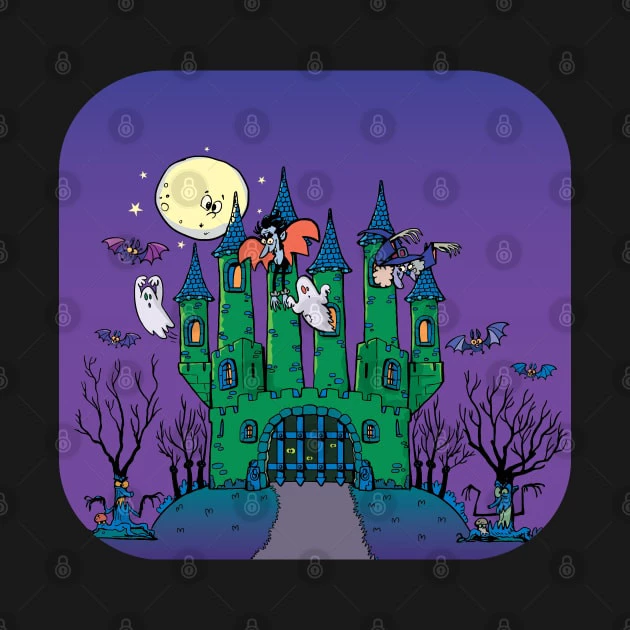 เสื้อยืด Vintage horror castle Halloween T-Shirt คอกลม thumbnail 9