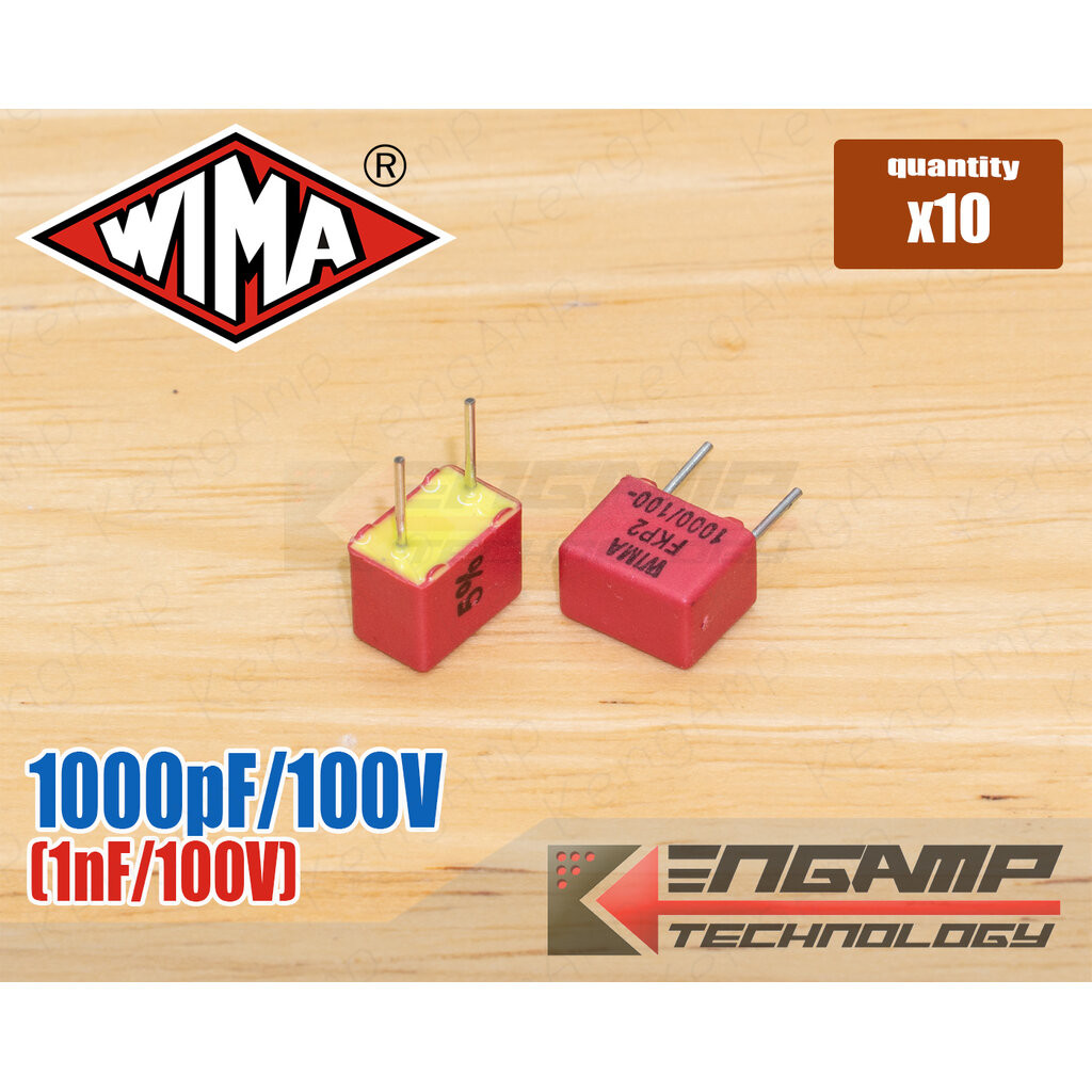 (10ตัว) [F-CAP] 1000pF/100V 1nF/100V 5% WIMA FKP2 4.5x7.2xH6mm P=5mm