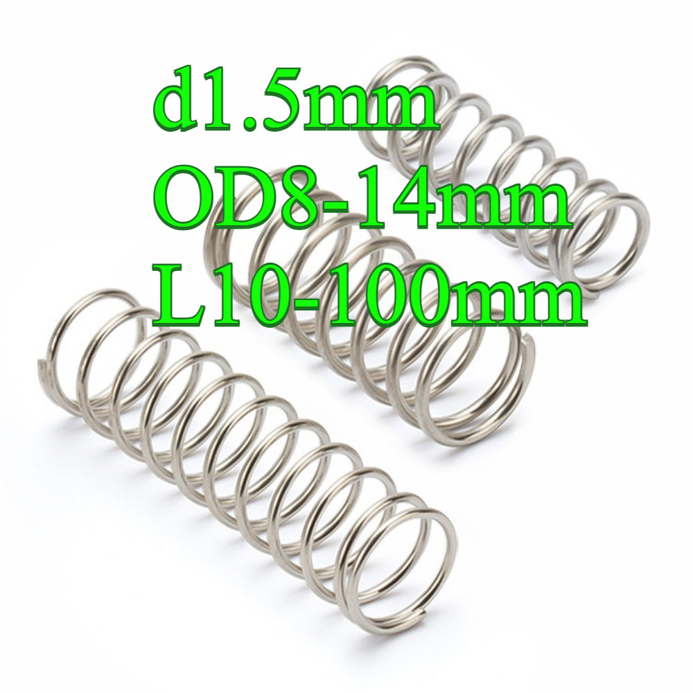 สปริงบีบอัด สปริงกลับ สแตนเลส 304 สปริงบีบอัด d1.5mm * OD8-14mm * L10-100mm (PW-JP-TH)
