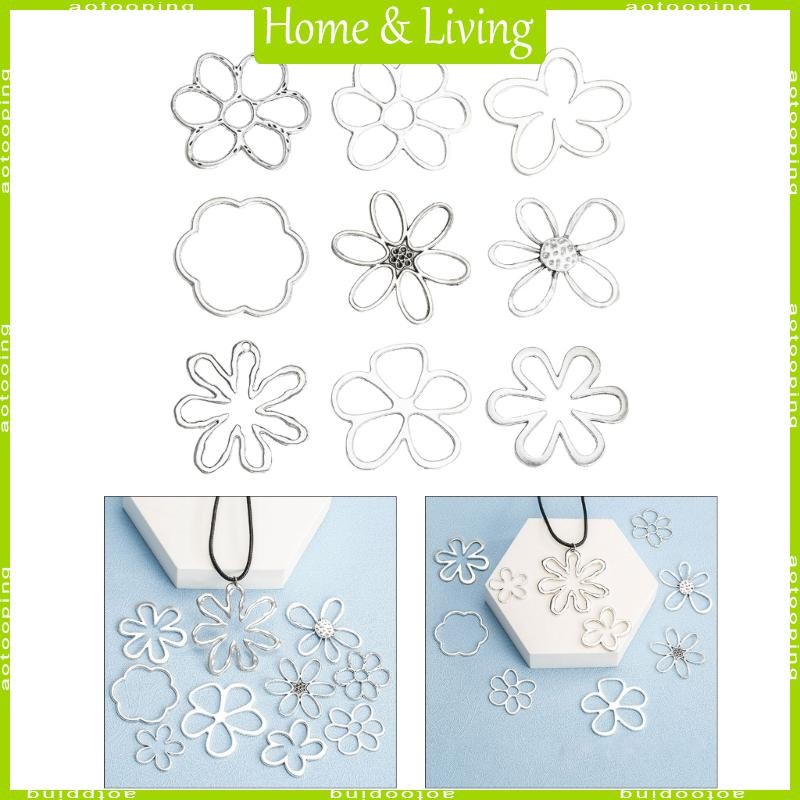 AOTOO สร้อยคอย้อนยุคดอกไม้ไม่สม่ำเสมอ พร้อมแชนมPTYวโล่ง สำหรับทำสร้อยคอมือเองและการตกแต่งต่างหู