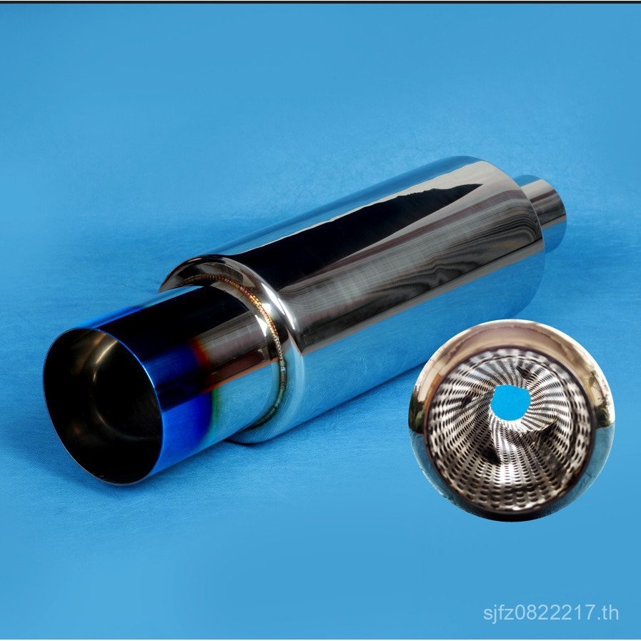 Vortex Muffler Inline Drum Tailส่วนไอเสียหางคอเสียงWave Plated Tornadoดัดแปลงท่อไอเสียสแตนเลสสีฟ้าCS