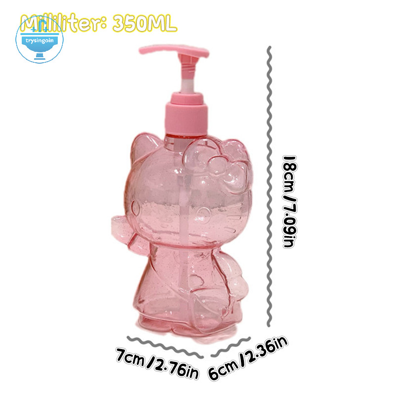[trysingoin] 500ml Hello Kitty ขวดสบู่กลิตเตอร์ใสน่ารัก Kuromi Melody แชมพูอาบน้ํานมขวดย่อยโลชั่นกดขวด TH