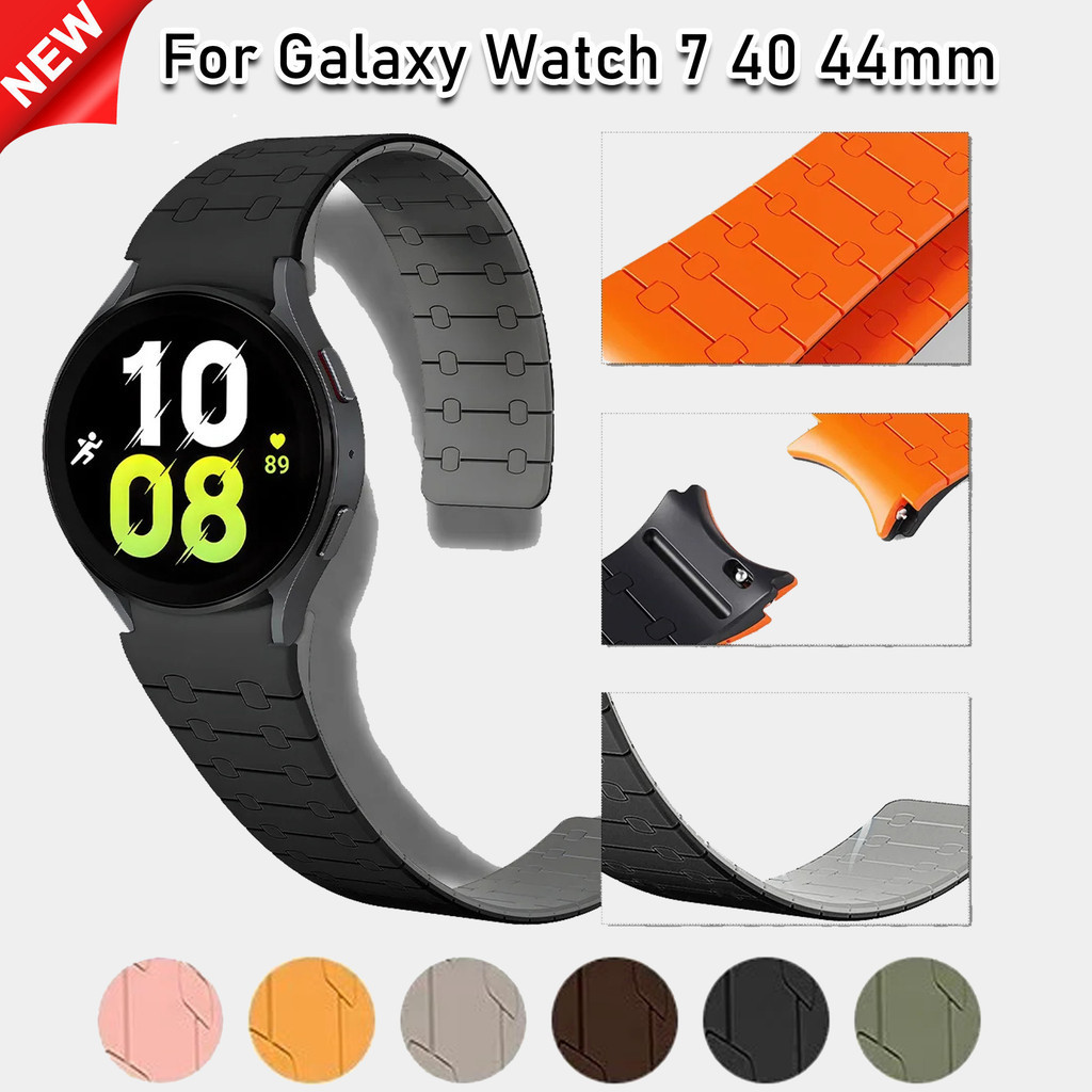 SAMSUNG สร้อยข้อมือแม่เหล็กกีฬาไม่มีรอยต่อสําหรับ ซัมซุง กาแลคซี นาฬิกา 6 คลาสสิก 43 มม. 47 มม. 7 6 5 4 40 44 มม. สายซิลิโคนแม่เหล็กสําหรับ กาแลคซี 5 มือโปร 45 มม