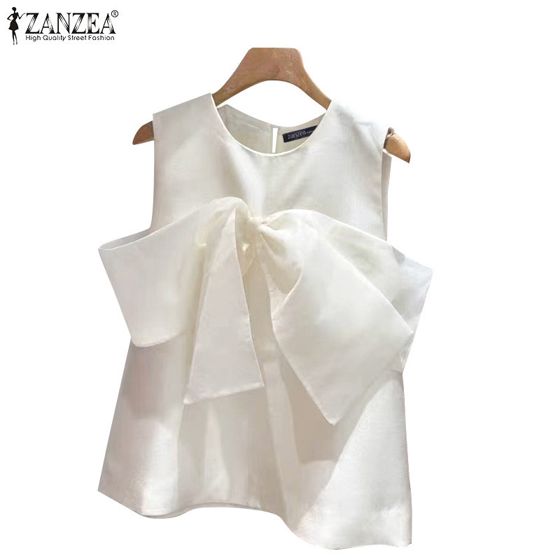 Zanzea เสื้อกล้ามสีทึบแขนกุดเรียบง่ายเกาหลีสําหรับผู้หญิง
