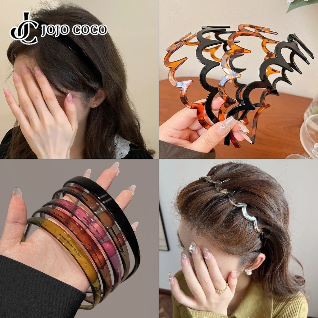Jojo COCO ฤดูร้อนเกาหลี Wavy Lace-up ฟันผม Hoop สําหรับผู้หญิงสาวลื่นปีกกว้างผมวงอุปกรณ์แต่งหน้า