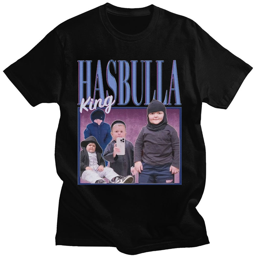 Hasbulla Fighting Meme เสื้อยืดผู้ชาย คุณภาพสูง คอปก ผ้าฝ้ายแท้ จาก Mini Khaib Blogger