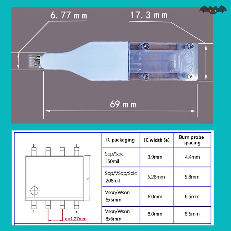 [PE] Sop8 W-son ชิปดาวน์โหลด Burn เขียน Probe Spring Flash Eeprom ชิป Burner สาย TH