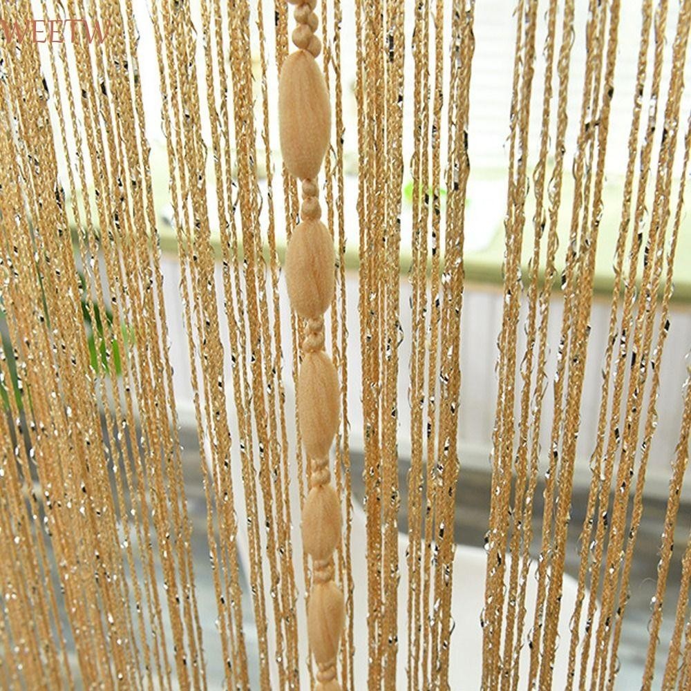 สุดสัปดาห์ ลูกปัดสตริงผ้าม่าน,ม่านประตู1*2มลูกปัดม่านประตู,กั้นห้องสีทึบพู่พู่ผ้าม่านหน้าต่างตกแต่งบ้าน