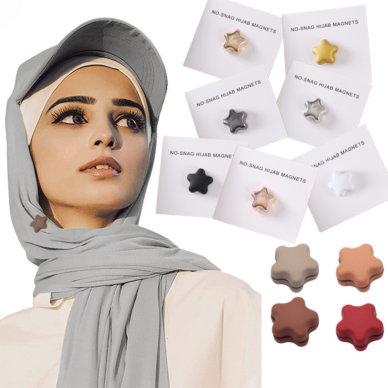 [หยุนหยวน] Star Alloy Bright Matte Strong Magnetic Buckle, Neck Clip, Anti-exposure Pin, Hijab, Scarf Buckle, One Pack