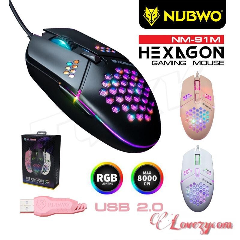 NUBWO NM-91M Gaming Mouse เมาส์เกมส์มิ่ง เมาส์เล่นเกม มีสาย มีไฟ RGB 4 Level Max 800 DPI