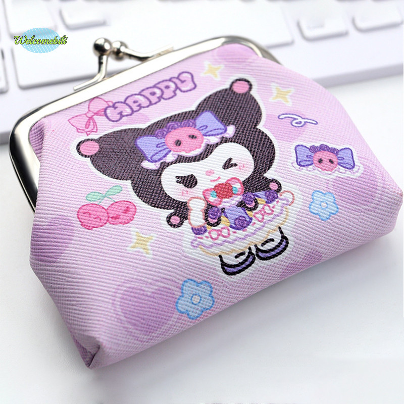 SANRIO [Welcomebili] 1pcหูฟังเหรียญกระเป๋าเก็บแบบพกพาsanrio Kuromi Hello Kittyกระเป๋าเงินเหรียญเล็กๆDIYจี้น่ารักPUกระเป๋าสตางค์หัวเข็มขัดขนาดเล็กใหม่