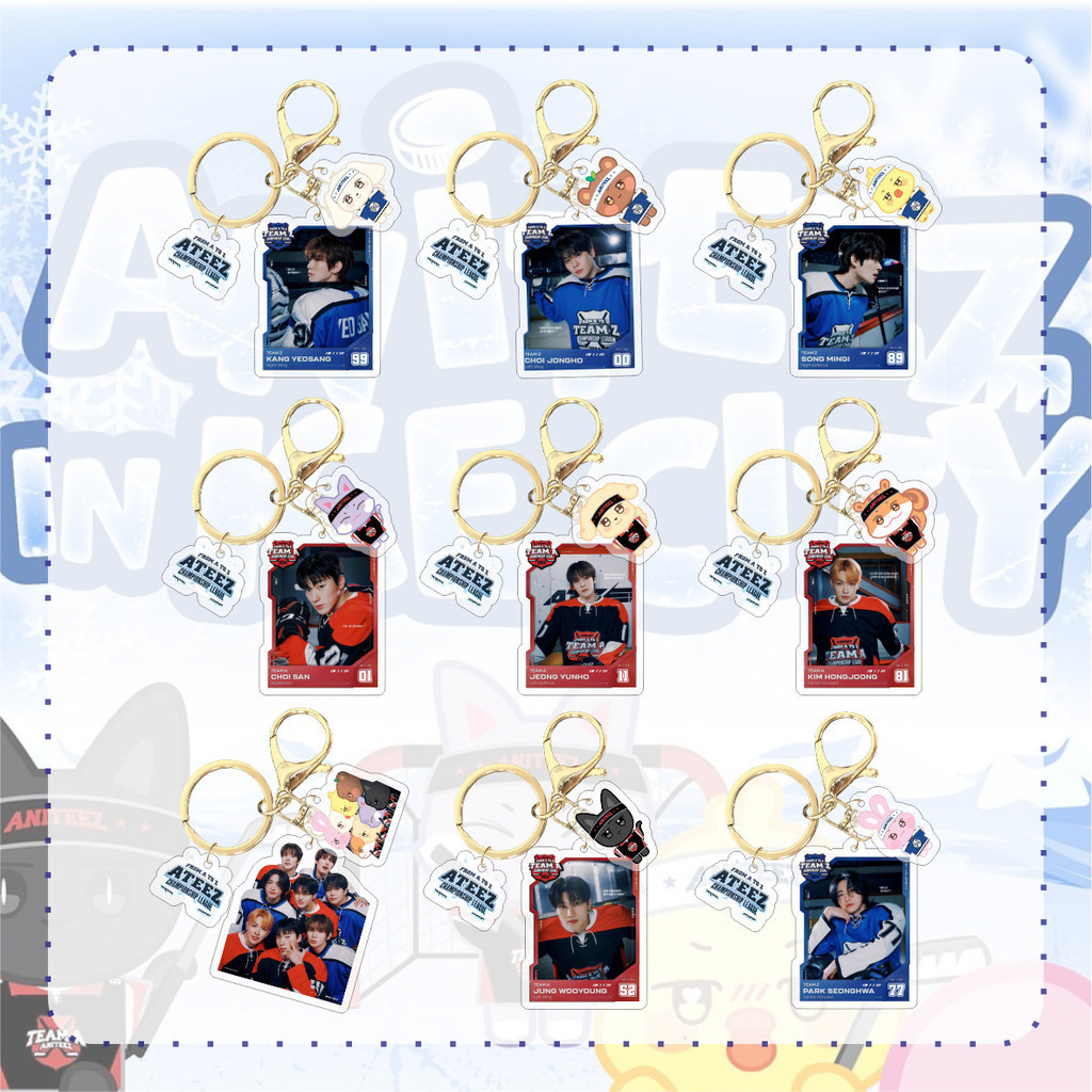 Kpop ATEEZ การ์ตูนภาพใหม่อะคริลิคพวงกุญแจกระเป๋าจี้เครื่องประดับ