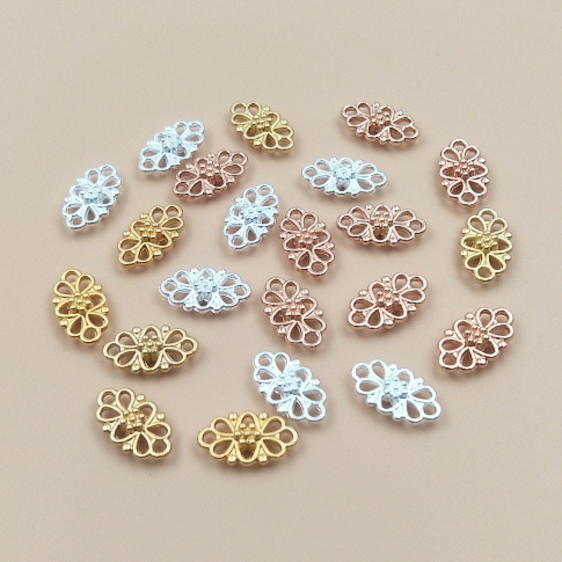 50pcs วินเทจโลหะผสมคู่แขวนดอกกุหลาบเชื่อมต่อชิ้นส่วน DIY เครื่องประดับเจ้าสาวขายส่ง