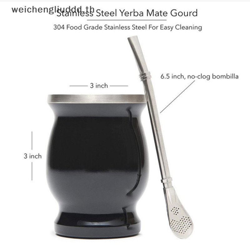 Th Yerba Mate Gourd Set Double-Wall Stainless Steel Mate Tea Cup and illa Set BGH