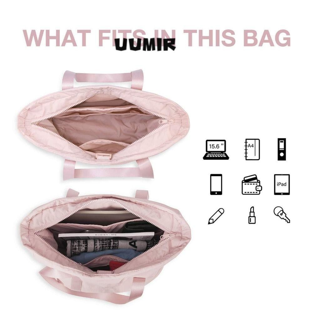 UUMIR กระเป๋าสะพายไหล่, กระเป๋าโท้ทสีทึบความจุขนาดใหญ่, แล็ปท็อปการเดินทางไนลอนเสื่อโยคะกระเป๋า ผู้สื่อสาร