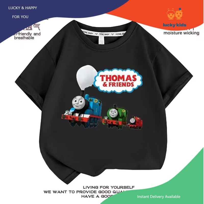 เสื้อยืดเด็ก thomas & friends-9 ผ้าฝ้าย 100% ระบายอากาศได้สบายและยืดหยุ่นไม่ง่ายที่จะเปลี่ยนรูปไม่จางหาย LUCKY KIDS