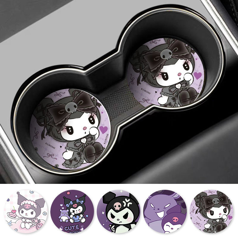 2 ชิ้นชุด Kuromi รถ Coaster อุปกรณ์ตกแต่งภายในรถยนต์ ราคาถูก Shopee Lazada