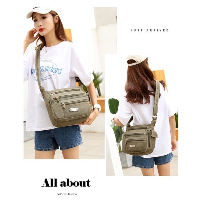 กระเป๋าสะพายข้าง ผ้าแคนวาส ขนาดกลาง/MEDIUM Size-M Fashion  561M# 562M# 563M#