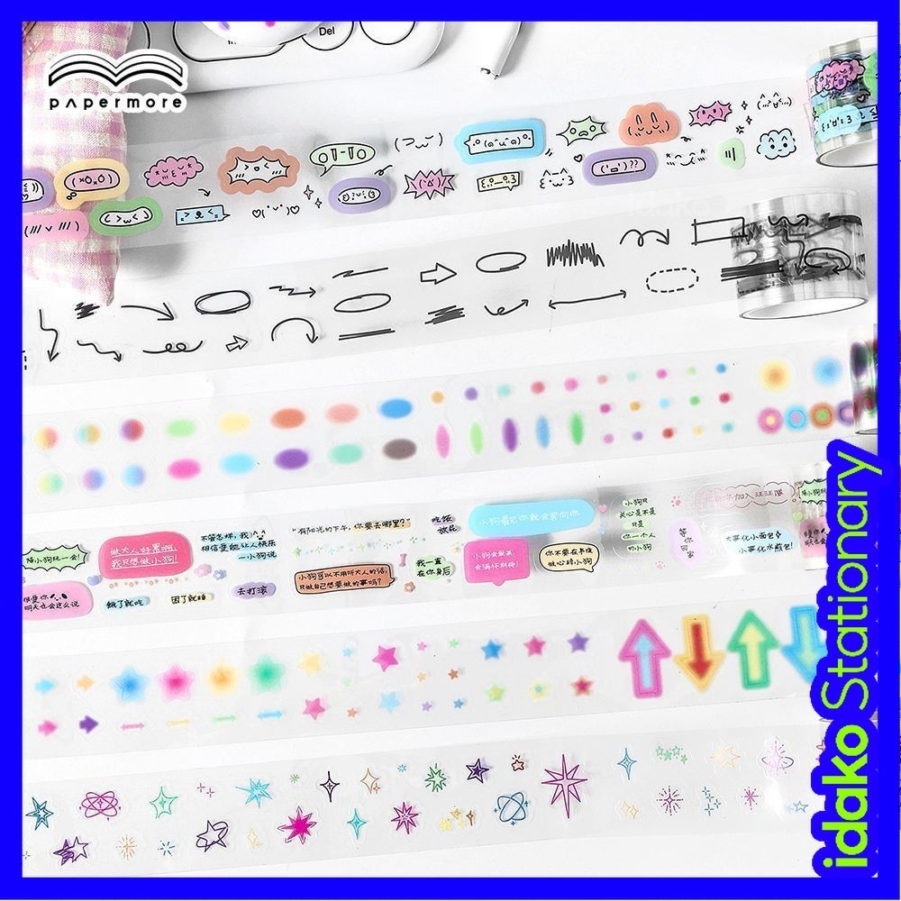 Idako [Sweet Waiting for People Series] 2m Double Transparent PET Die-Cut Tape Gradient ins คู่มือข้อความสไตล์เกาหลี DT032