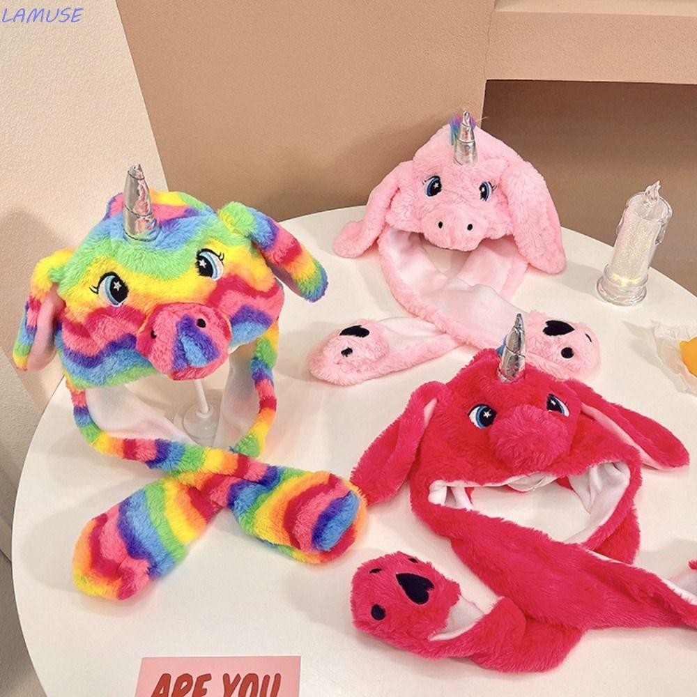Lamuse หมวกเคลื่อนไหวหู, Stitch My Melody Jumping Up Cap, Kawaii Mario Soft Plush หมวกของเล่นของเล่นตลก