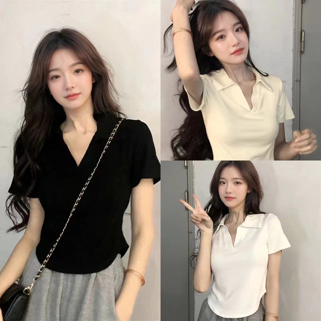 เสื้อโปโลคอวีสไตล์ฝรั่งเศสสำหรับผู้หญิงที่มีสไตล์แบบเกาหลี ทำให้คุณดูเป็นเอกลักษณ์ที่สุด!
