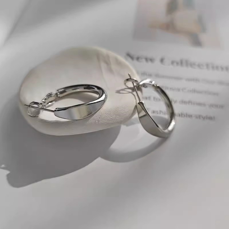Love2selfE013 Cool สไตล์ Hoop ต่างหู Unisex พร้อม S925 Silver Hypoallergenic Studs Elegant Ear Hoops Hip Hop