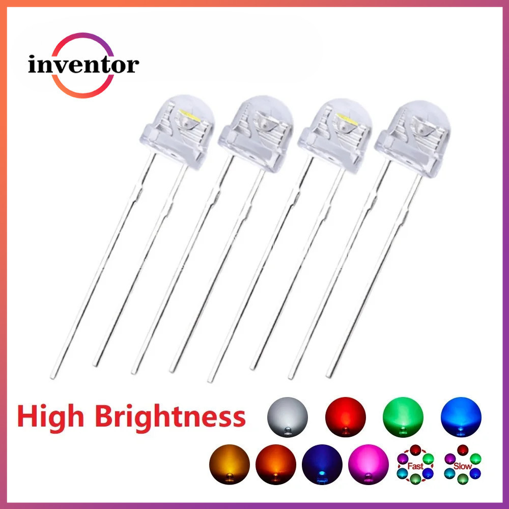 10-50PCS F5 5 มม.หมวกฟาง LED Emitting Diode Micro Indicator ความสว่างสูงหลอดไฟมุมกว้างโปร่งใส Strawhat