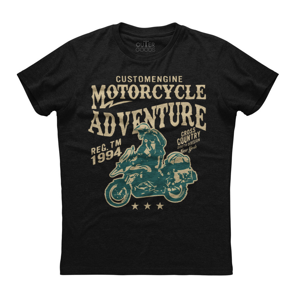 Motorcycle Adventure REC TM 1994 Mens Short Sleeve New Cotton Black T-shirt