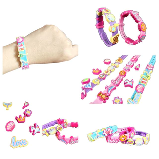 GeeToy ชุดสร้อยข้อมือลูกปัด DIY 4 ชิ้นลูกปัดและสร้อยข้อมือแฮนด์เมดสายรัดข้อมือแบบปรับได้ของเล่นหัตถกรรมสำหรับเด็ก