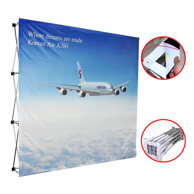 3x3 3x4 ฟูเฟรม(ตรง) โปรโมชั่น Portable อุปกรณ์เสริม Custom Fabric Pop Up Booth Advertising Display ฉากหลังแบบป๊อปขึ้นมา
