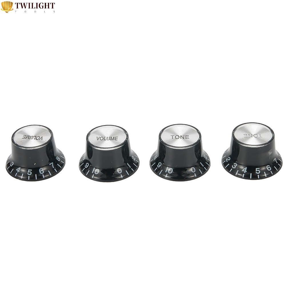 (TWI)Guitar 2 Tone 2 Volume Control Knob Silver Top Hat Bell สําหรับ Gibson Les Paul SG