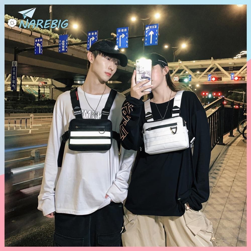 ( มาก ) ฮิปฮอปเสื้อกั๊กสองสายรัดกระเป๋าหน้าอก สตรีทแวร์ เอวแพ็คผู้หญิงผู้ชายเสื้อกั๊กกระเป๋า ✿