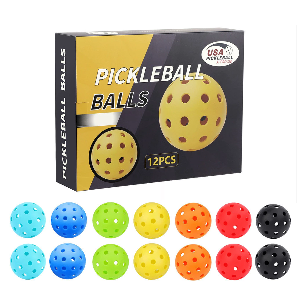 ลูกบอล Pickleball 12PCS, USAPA ได้รับการอนุมัติ Pickleballs,ลูกบอล Pickleball กลางแจ้ง 40 รูลูกบอล ความยืดหยุ่นสูงสำหรับพาย ทุกสไตล์